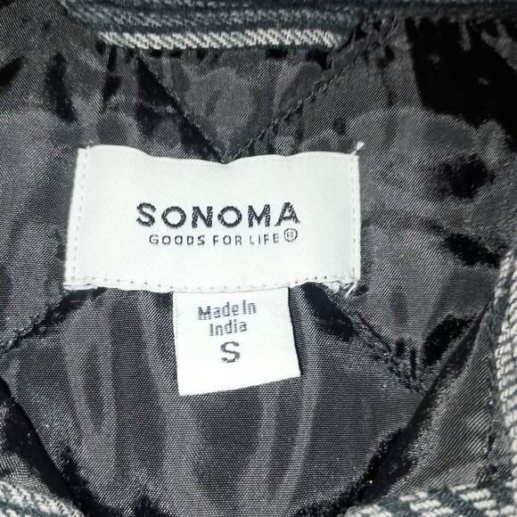 Sonoma Blue & White Plaid Quilted Shacket Boys Small Flannel Lined Shirt Jacket - Picture 7 of 15